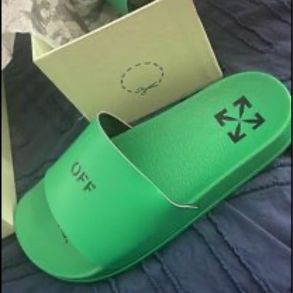 Off white pool slides